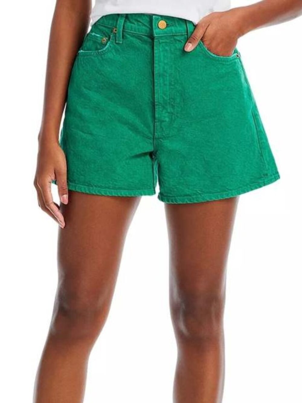 MOTHER Green High-Rise Denim Shorts